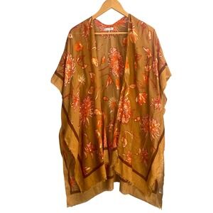 Woven Heart Kimono One Size Floral Duster Boho Chic Resortwear Layering